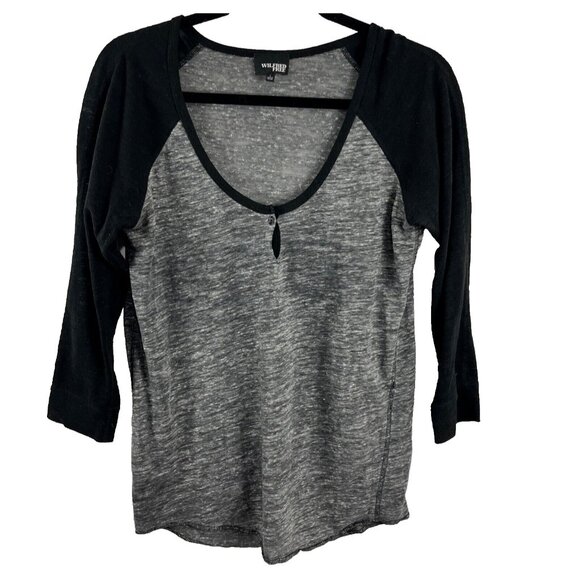 Aritza Wilfred Free Grey and Black Raglan Top Womens Size S - Picture 1 of 8